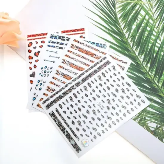 Unique Bargains Self-Adhesive Leopard Print Nail Art Stickers Brown Blue 4 Pcs image {4}