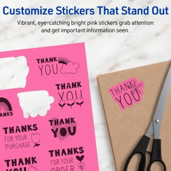 Avery Bright Pink Sticker Paper, 8.5" x 11" Rectangle image {2}