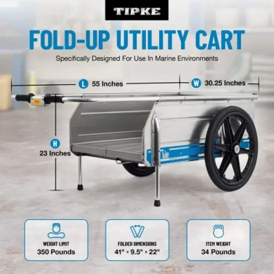 Tipke Manufacturing Company Foldit 2100 Do It All Portable Rust Corrosion Resisting Aluminum Folding Utility Cart, 330 Pound Capacity image {1}
