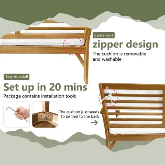 FDW 3-Piece Acacia Wood Patio Bistro Set Patio Furniture Outdoor Chat Conversation Table Chair Set Outdoor Wood Chat Set for Beach Backyard ,Natural image {4}