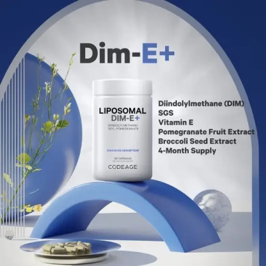 Codeage Liposomal DIM-E, Diindolylmethane, Antioxidant SGS Vitamin E Tocopherols & Isomers - 120ct image {3}
