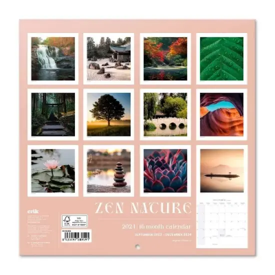 TF Publishing 2024 Wall Calendar 11.8"x11.5" Zen Nature Bilingual image {1}