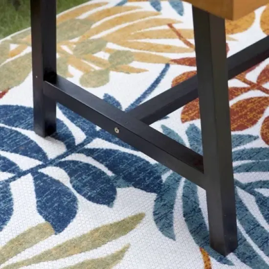 3pc Acacia Patio Dining Set with 2 Benches - Teak - Captiva Designs image {9}