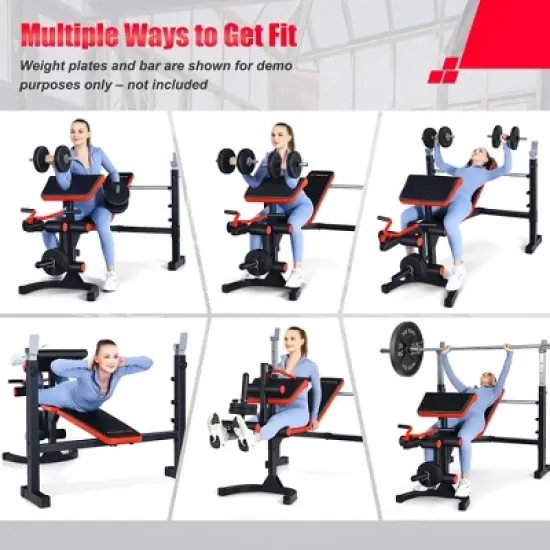 Costway Multi-function Adjustable Olympic Weight Bench W/Preacher Curl Home Gym Training image {3}