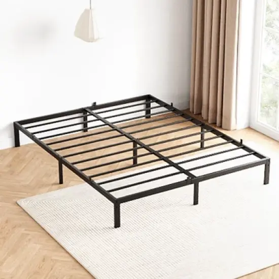 6 to 14 Inch Bed Frame with Under Bed Storage, Heavy Duty Metal Platform - Easy Assembly, No Box Spring Needed, Black image {5}