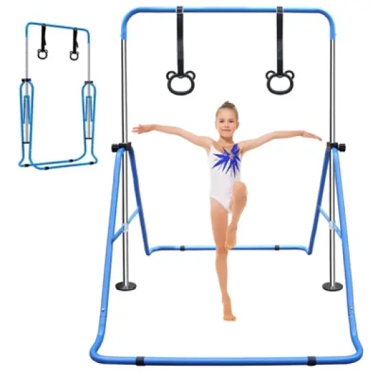 Gulches Blue Multi-Functional Adjustable Height Children's Horizontal Gymnastic Bar With Bear Rings image {10}