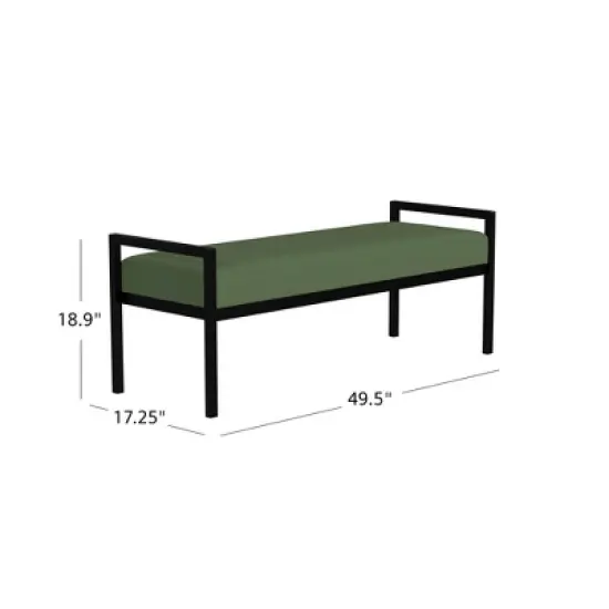 Modern Metal Bench Loden Green Velvet - HomePop image {6}