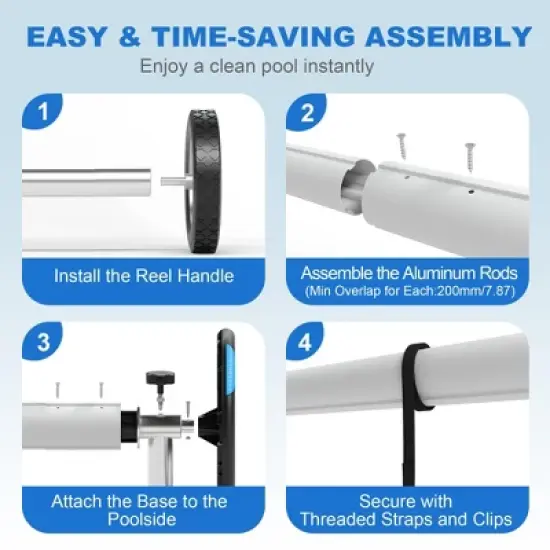 Aluminum Pool Cover Reel System -  Wheelbarrow-Style Portable Solar Cover Roller, Fits All Inground Pool Shapes image {3}