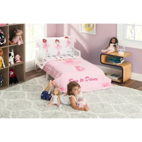 EVERYDAY KIDS 4 Piece Toddler Bedding Set -Born to Dance Ballerina- Includes Comforter, Flat Sheet, Fitted Sheet and Reversible Pillowcase image {2}
