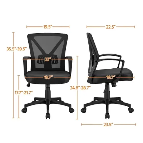 Yaheetech Office Desk Chair Computer Task Chair with Lumbar Support and Armrest image {2}