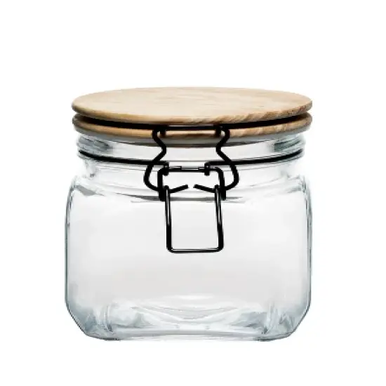Amici Home Acadia Glass Canister with Wood Lid & Hermetic Seal,, Airtight Lock Lids for Kitchen & Pantry Storage image {5}