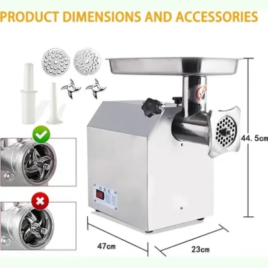 397lbs/H Electric Meat Grinder 1100W Sausage Stuffer With 2 Blades & 2 Grinding Plates image {1}
