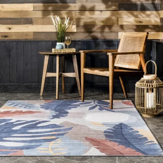 nuLOOM Caprice Floral Jungle Machine Washable Indoor/Outdoor Patio Area Rug image {7}