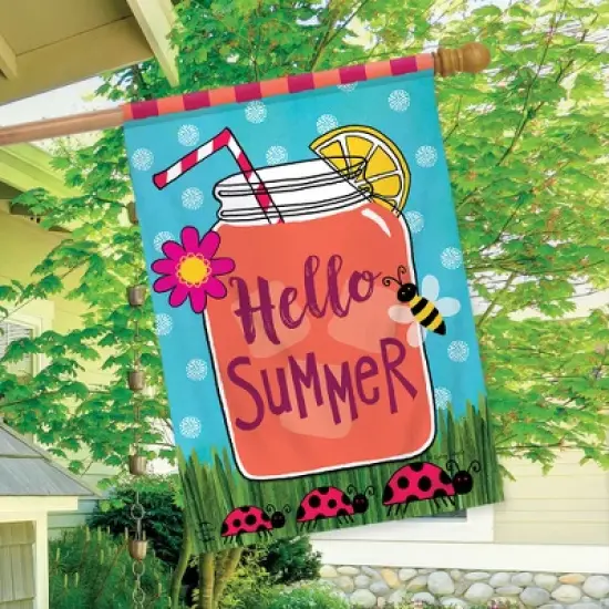 Briarwood Lane Welcome Summer Lemonade House Flag Mason Jar Ladyb image {2}