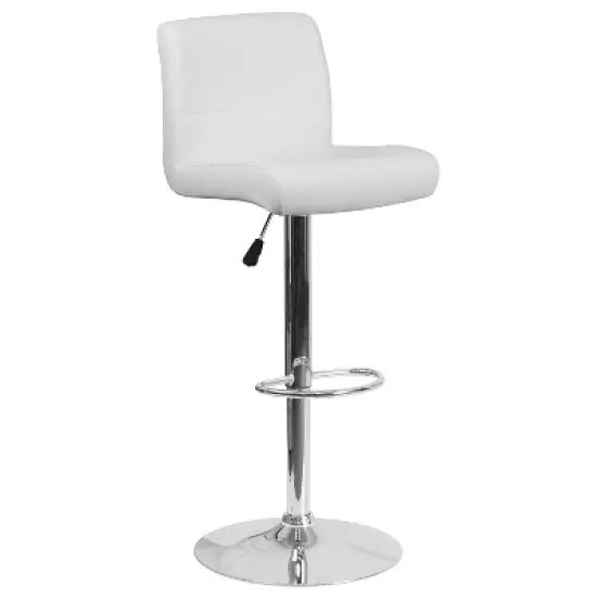 Flash Furniture Contemporary Vinyl Adjustable Height Barstool with Rolled Seat and Chrome Base image {10}