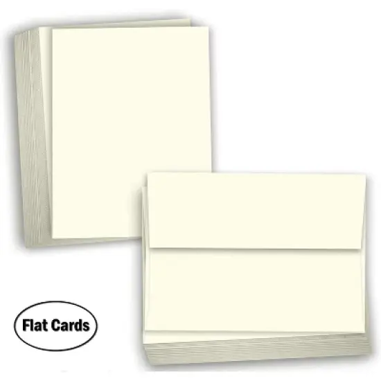 Hamilco Blank Cards and Envelopes - Flat 4.5" x 6.25" A6 Cream Cardstock Paper 80 lb Card Stock for Printer -100 Pack image {1}