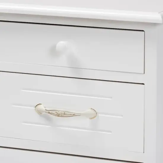 Layton Wood 3 Drawer Nightstand White - Baxton Studio image {7}
