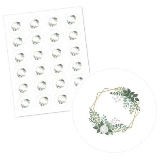 Big Dot of Happiness Boho Botanical - Greenery Party Circle Sticker Labels - 24 Count image {1}