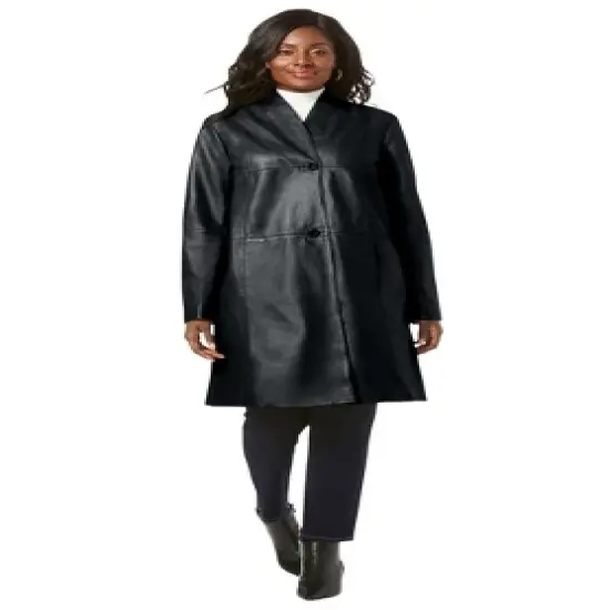 Jessica London Women&rsquo;s Plus Size Leather Swing Coat image {1}