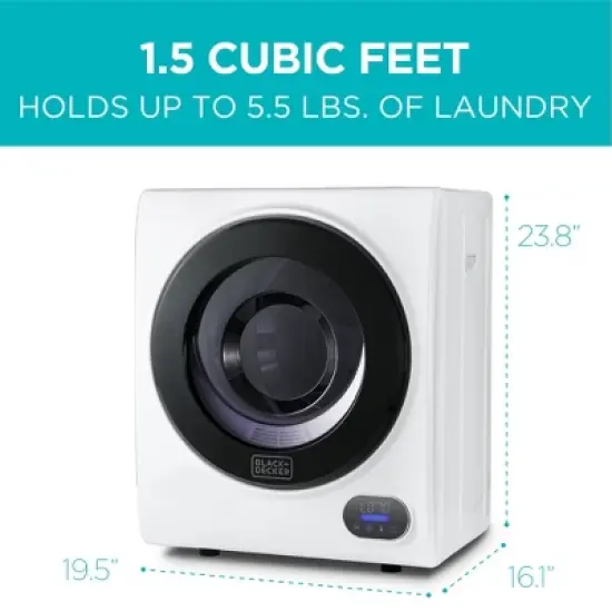 BLACK+DECKER Compact Electric Dryer, 120V Vented Portable Dryer with Stainless Steel Drum image {5}