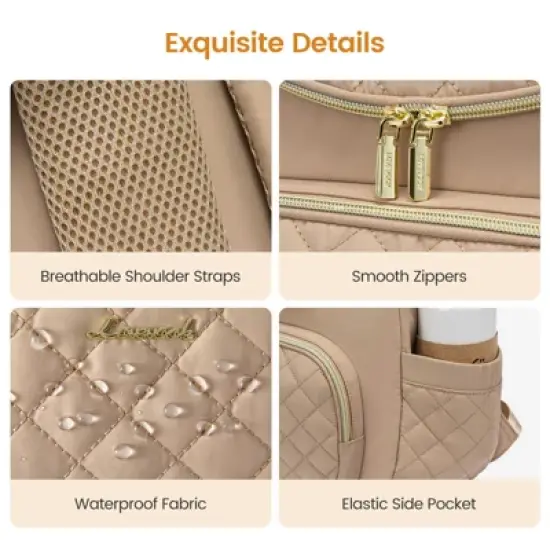 Itopfox Small Waterproof Diaper Backpack with Changing Pad, Stylish Baby Bag for Travel, Includes Stroller Buckles, 14 Inch image {4}