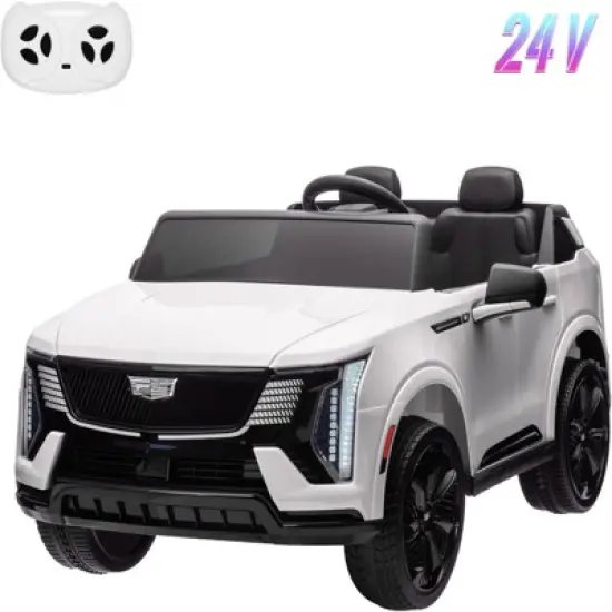 Garvee 24V 2-Seater Ride On Car for Kids, Licensed Cadillac Electric Truck with Remote Control, LED Lights, Music, Battery Powered Ride On Toy image {12}