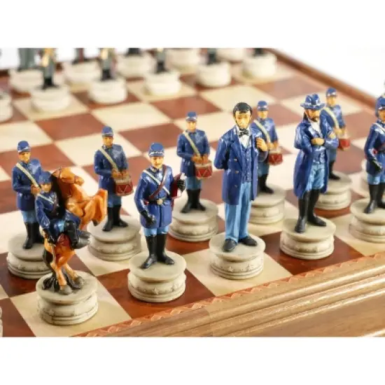 WorldWise Imports Chess Set - Civil War Resin Chessmen on Walnut/Maple Chest image {4}