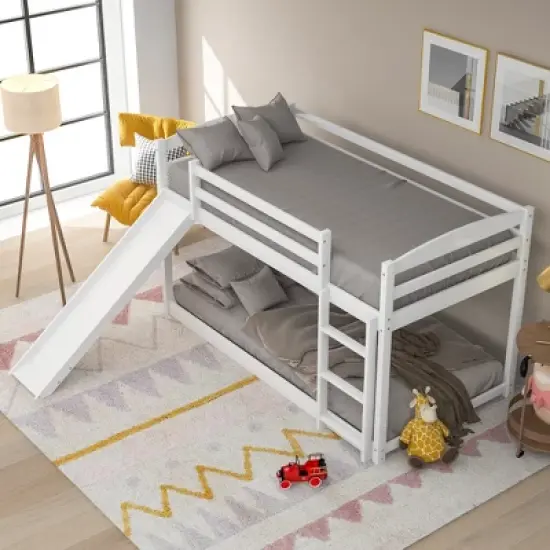 Twin over Twin Bunk Bed with Convertible Slide and Ladder - ModernLuxe image {2}