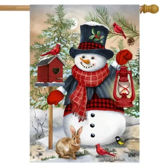 Briarwood Lane Snowman And Friends Winter House Flag Birdhouse La image {1}