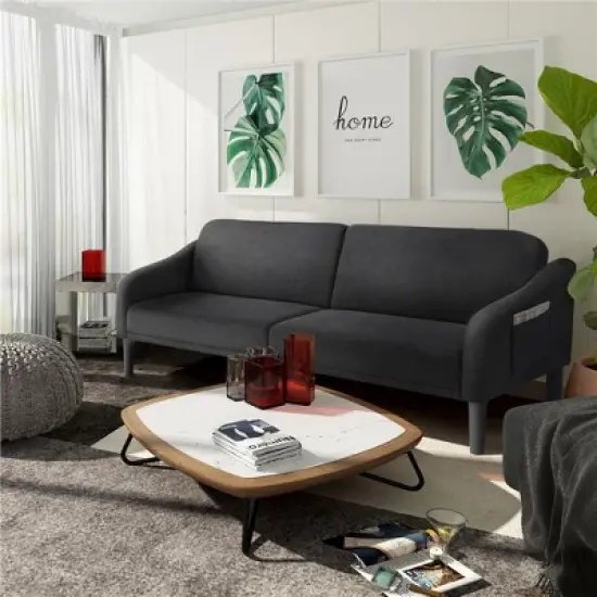 Yaheetech Upholstered Convertible Sofa Bed Futon with Adjustable Split Back image {6}