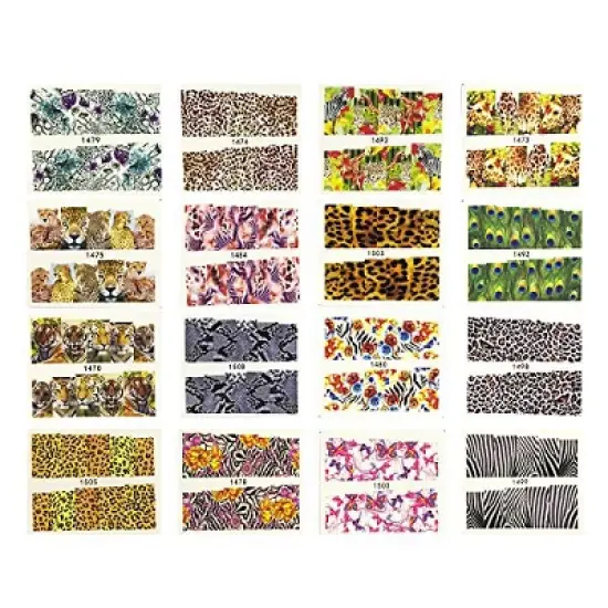 Wrapables 40 Sheets Into the Wild Animal Print Water Slide Nail Art Decals Water Transfer Nail Decal Sheets (40 sheet) image {4}