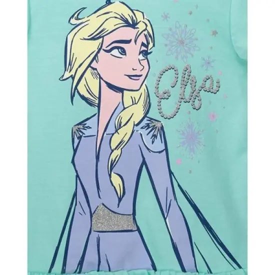 Disney Frozen Moana Princess Rapunzel Snow White Raya and the Last Dragon Girls Peplum T-Shirt and French TerryShorts Outfit Set Toddler image {3}