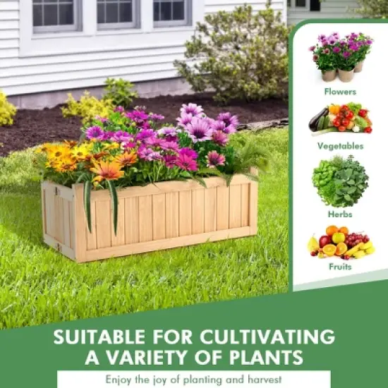 Tangkula Outdoor Wooden Planter Box Folding Raised Garden Plant Container w/ Drainage Hole image {7}