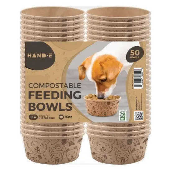 Hand-E Compostable and Disposable Feeding Bowls for Dogs & Cats image {9}