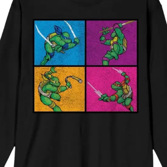 TMNT Four Square Fighters Women's Black Long Sleeve Shirt image {1}
