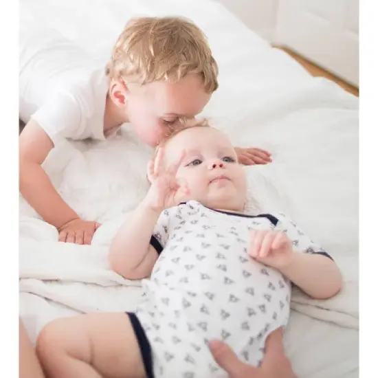 Burt's Bees Baby&reg; Boys' Organic Cotton 5pk Short Sleeve Bodysuit Set Solid/Stripes - Blueberry image {2}