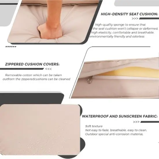 6 Pieces Patio Sectional Sofa Set, PE Rattan Daybed, Outdoor Wicker Sunbed Chaise Chair, Adjustable Backrest, for Poolside, Backyard image {4}