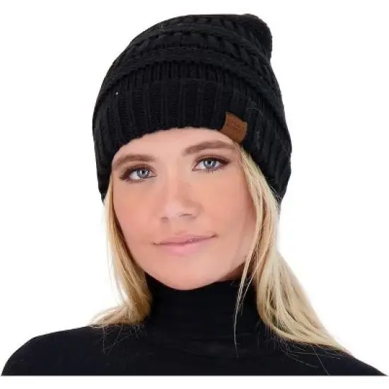 Market & Layne Women Chunky Knit Beanie Hat, Women Winter Hat image {2}