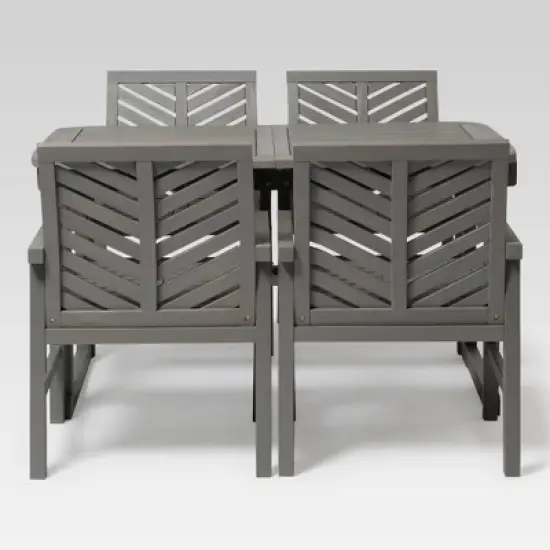 5pc Slatted Extendable Acacia Wood Patio Dining Set - Saracina Home image {7}