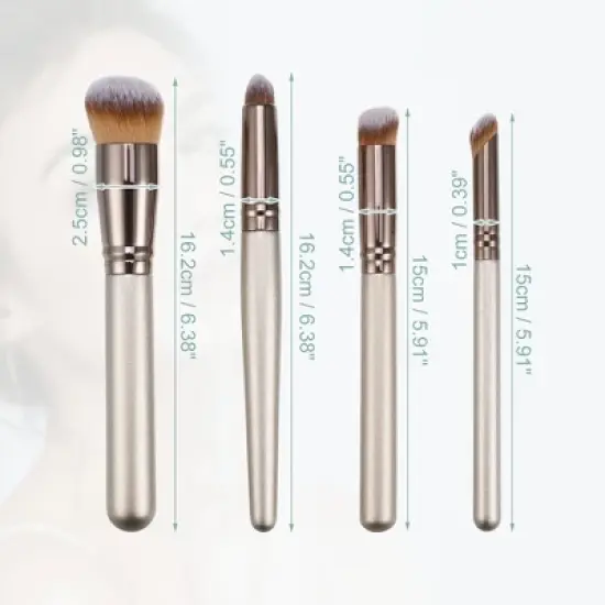 Unique Bargains Makeup Brushes and Sets Champagne Gold Tone 4 Pcs image {4}