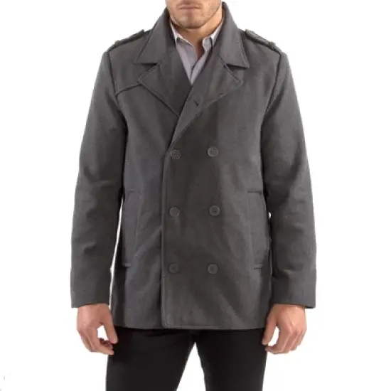 Alpine Swiss Jake Mens Wool Pea Coat Double Breasted Peacoat Jacket image {7}