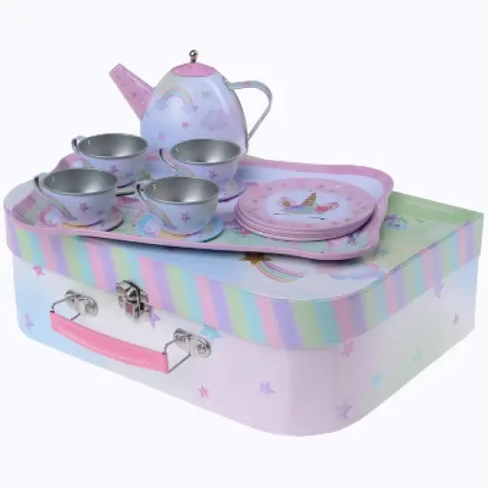 Jewelkeeper Tin Tea Set & Carrying Case - Unicorn Design - 15 Piece image {6}