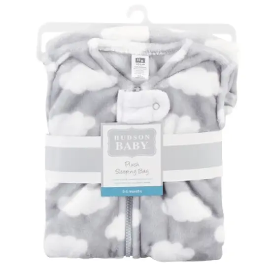 Hudson Baby Infant Plush Sleeping Bag, Sack, Blanket, Gray Clouds Plush image {1}