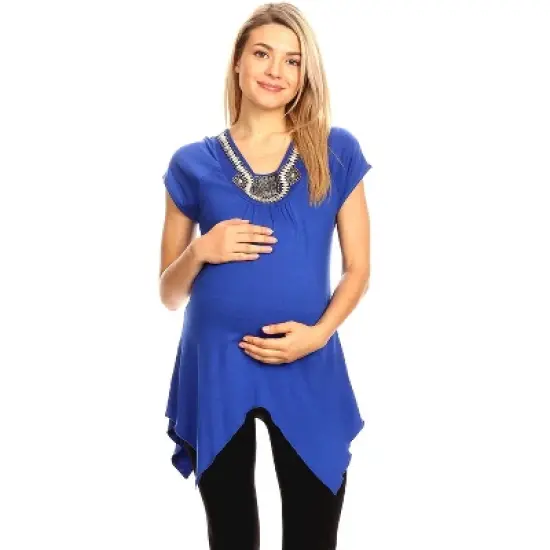 Maternity Myla Embellished Tunic Top - White Mark image {13}