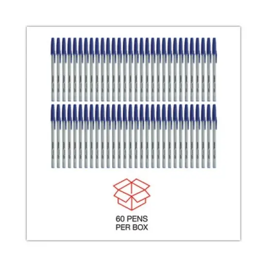 Universal Ballpoint Pen Value Pack, Stick, Medium 1 mm, Blue Ink, Gray/Blue Barrel, 60/Pack image {4}