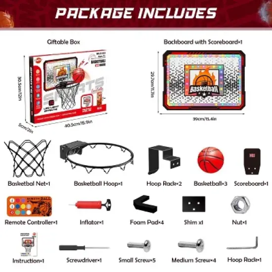 VATOS Indoor Basketball Hoop Scoreboard, Over The Door Basketball Set, Bedroom Toy for Boys Girls Ages 3+ image {5}