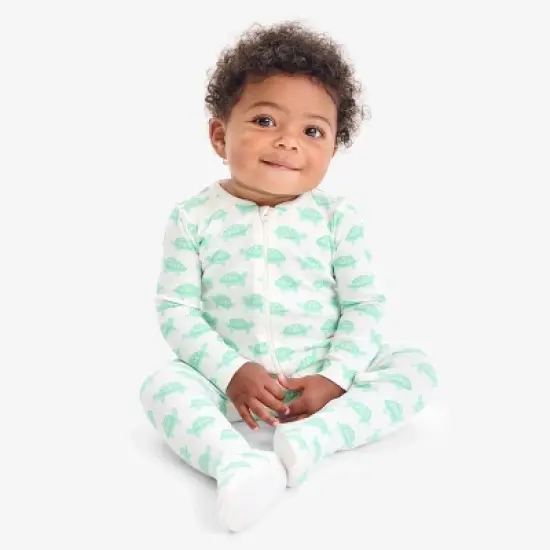 Primary Baby Organic Animal Friends Zip Footie image {8}