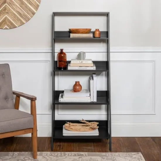 55" Thatcher Transitional Wood 4 Shelf Ladder Bookshelf - Saracina Home image {3}