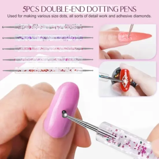 Saviland Complete Nail Art Kit - 55PCS Acrylic Brush, Dotting Tools & Nail File Set for Salon, DIY Home Manicure (Size: 55 Count) image {4}