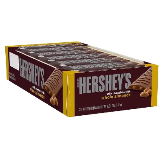 Hershey's Milk Chocolate with Whole Almond Candy Bars 12/26/36 Pack Full Size Bar  1.56oz - Great for Home, Office, Trips, Snacks - Bulk Packaging image {5}